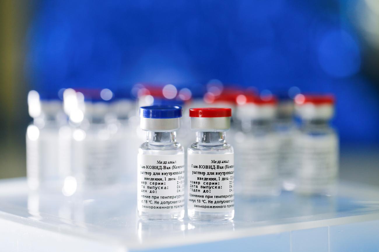 Is this the stuff vaccines are made of? This publicity photo shows two samples of a vaccine against COVID-19, capped in Russian colors, at the Gamaleya Research Institute in Moscow on August 6, 2020. Picture shows two vials, one with a red cap and one with a blue. REUTERS/Russian Direct Investment Fund