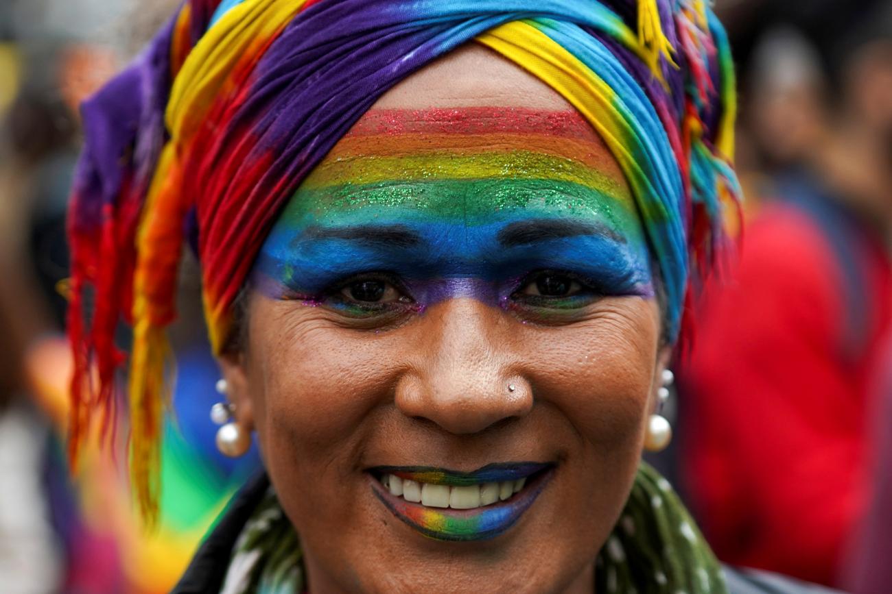 A member of the LGBT community participates in the annual Diversity March, which this year has been downscaled amid the coronavirus disease (COVID-19) pandemic, in downtown Montevideo, Uruguay September 25, 2020.