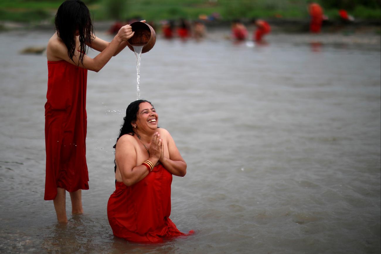 women take part in a menstruation ritual