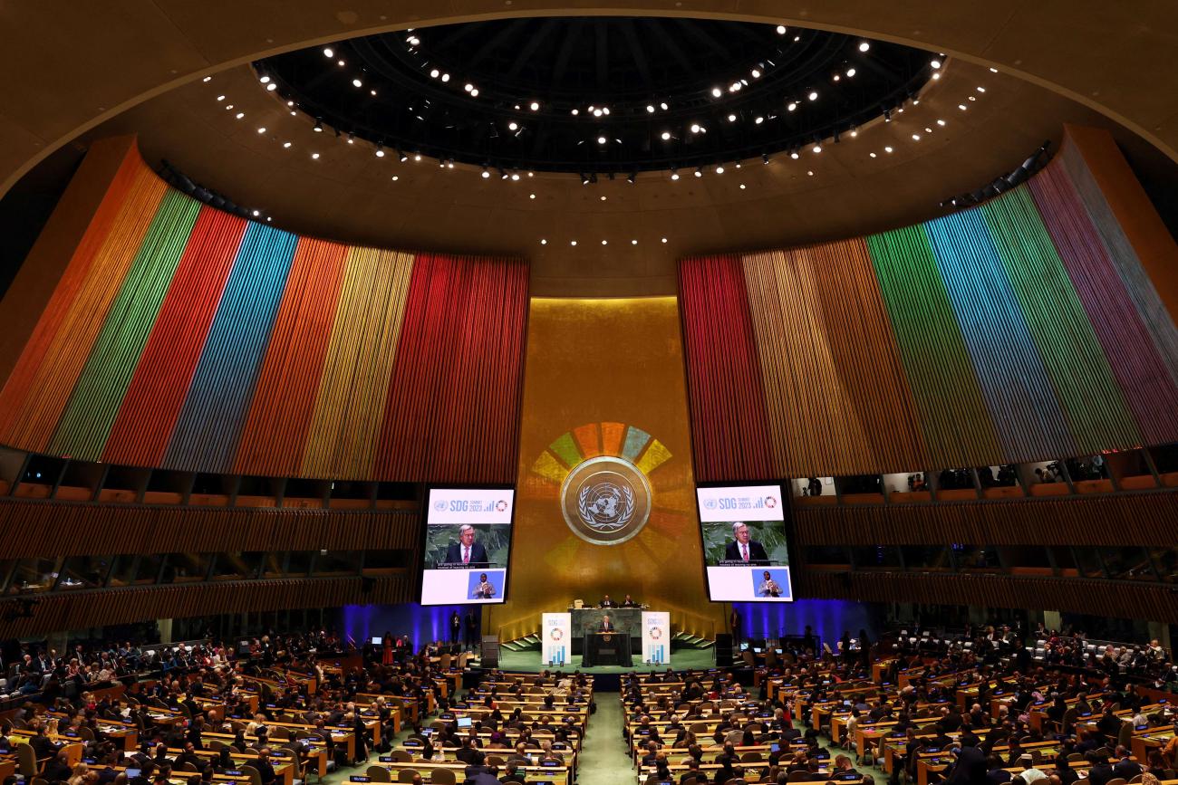 United Nations Secretary-General Antonio Guterres delivers a statement during the opening of the Sustainable Development Goals (SDG) Summit 2023, at U.N. headquarters in New York City, New York, U.S., September 18, 2023.