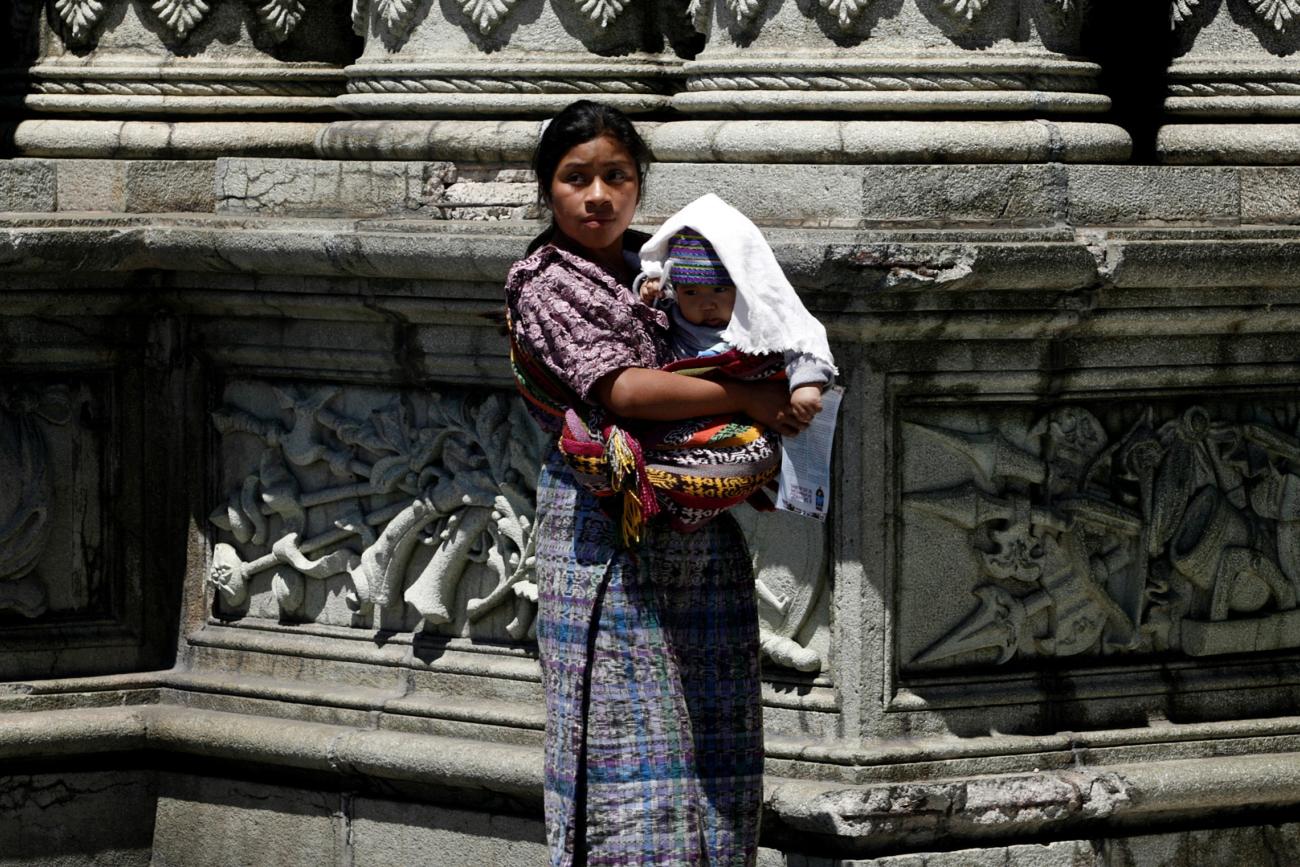 A Mayan woman arrives at an event celebrating International Women's Day in Guatemala City.