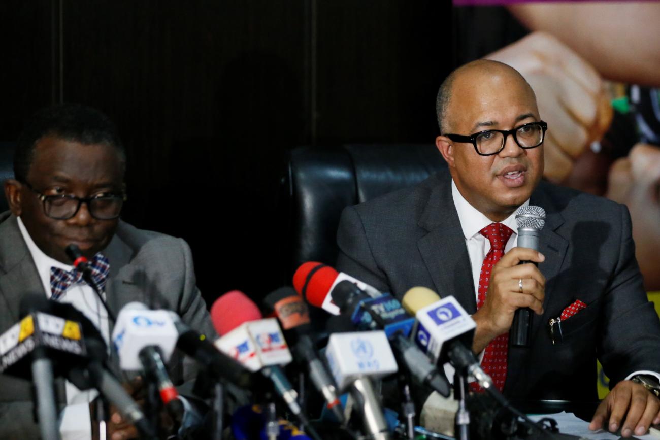 Chikwe Ihekweazu, former director general of Nigeria Centre for Disease Control, speaks during a press briefing on the outbreak of mpox, in Abuja, Nigeria, on October 16, 2017.