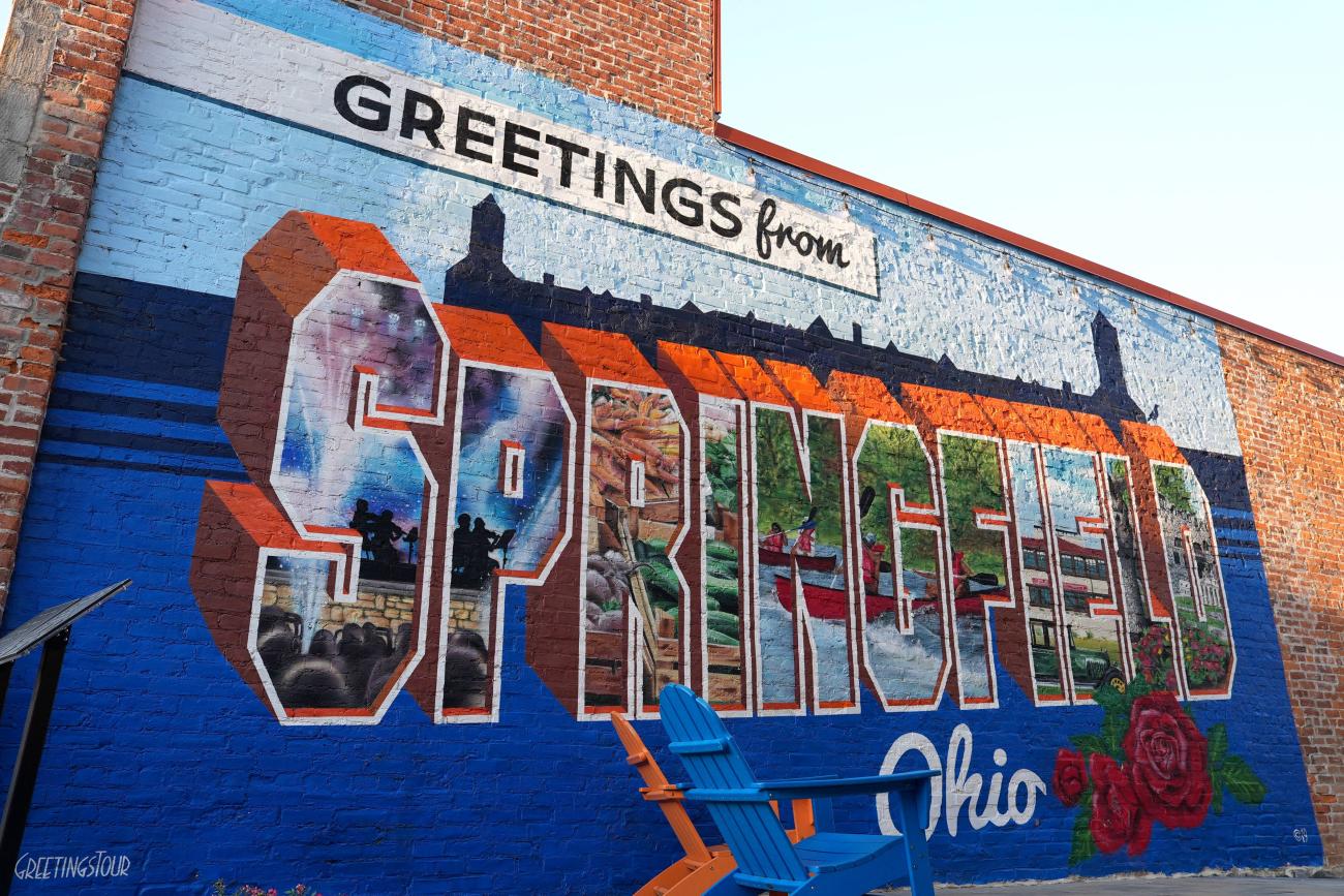 A mural adorns a wall in the city of Springfield, Ohio.