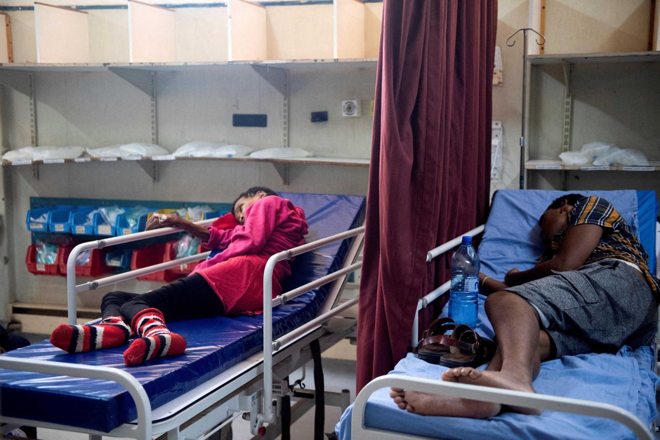 Patients wait in the emergency room of Klerksdorp Tshepong public district hospital.