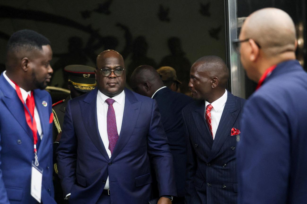 Democratic Republic of Congo’s President Felix Tshisekedi arrives for the inauguration of Namibia's first female President, Netumbo Nandi-Ndaitwah, in Windhoek, Namibia, on March 21, 2025.
