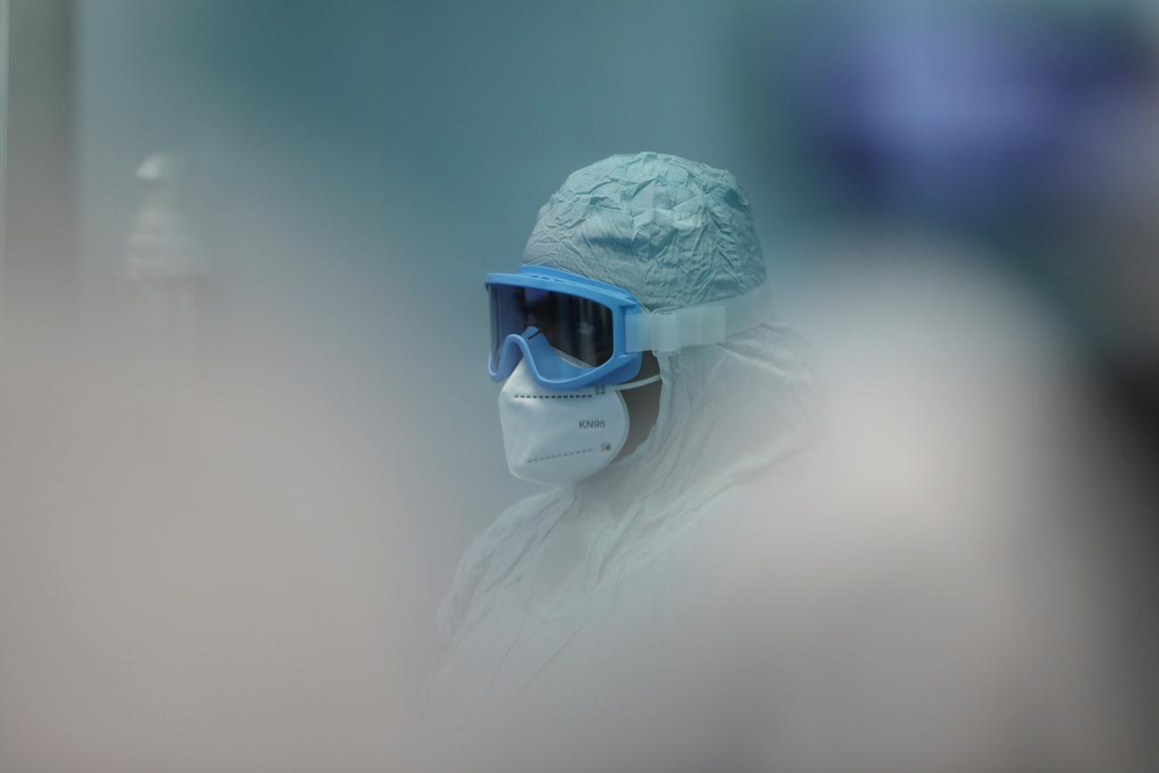 A worker is seen at Aspen Pharmacare’s Johnson & Johnson COVID-19 vaccine facility, in Gqeberha, South Africa, on October 25, 2021.