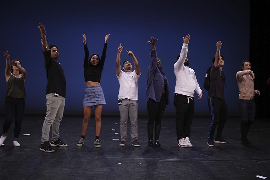 A group of students uses dance and humor during a performance to create positive messaging around sex
