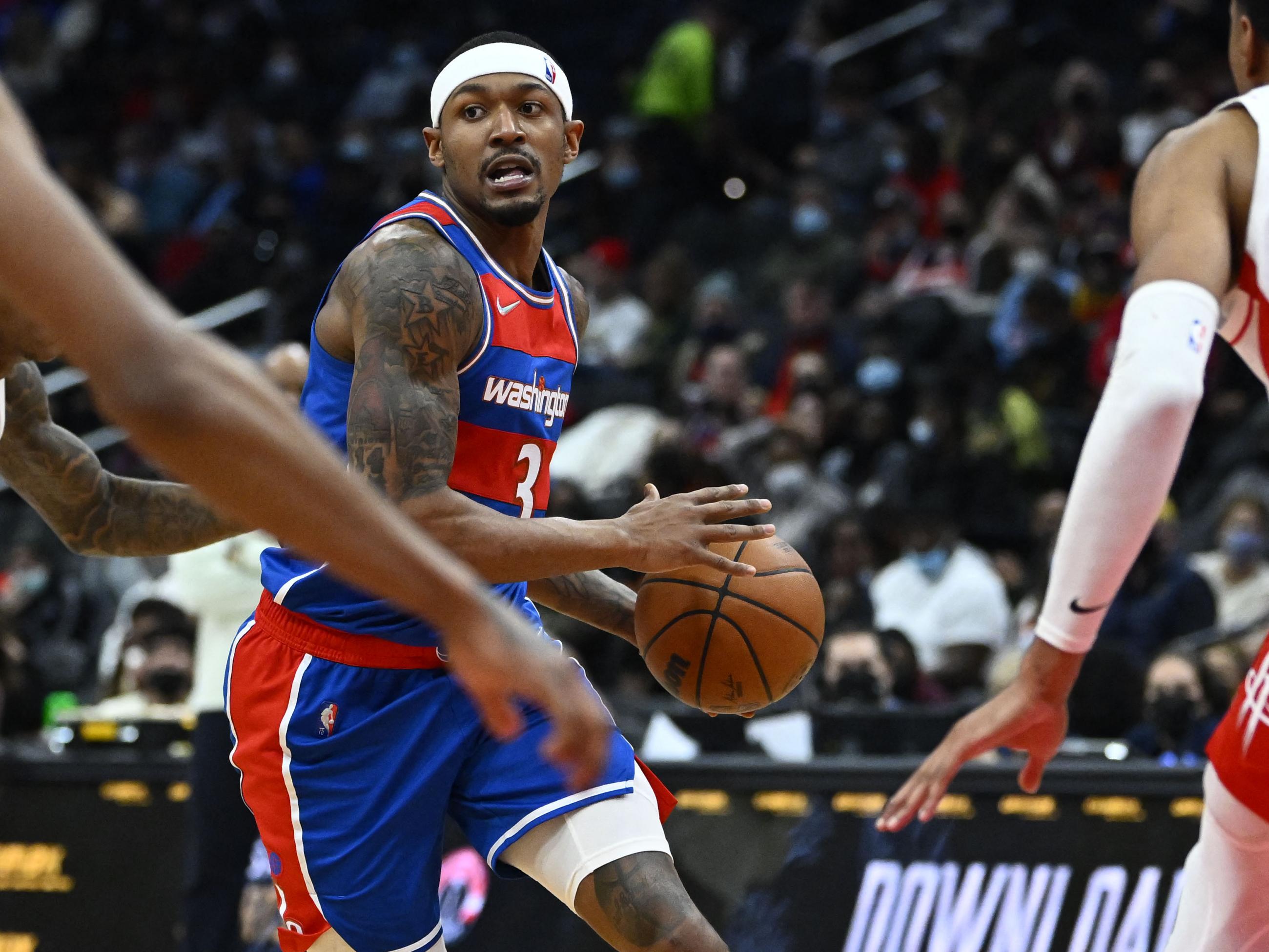 Bradley Beal (3) controls the ball against the Houston Rockets during the second half at Capital One Arena.