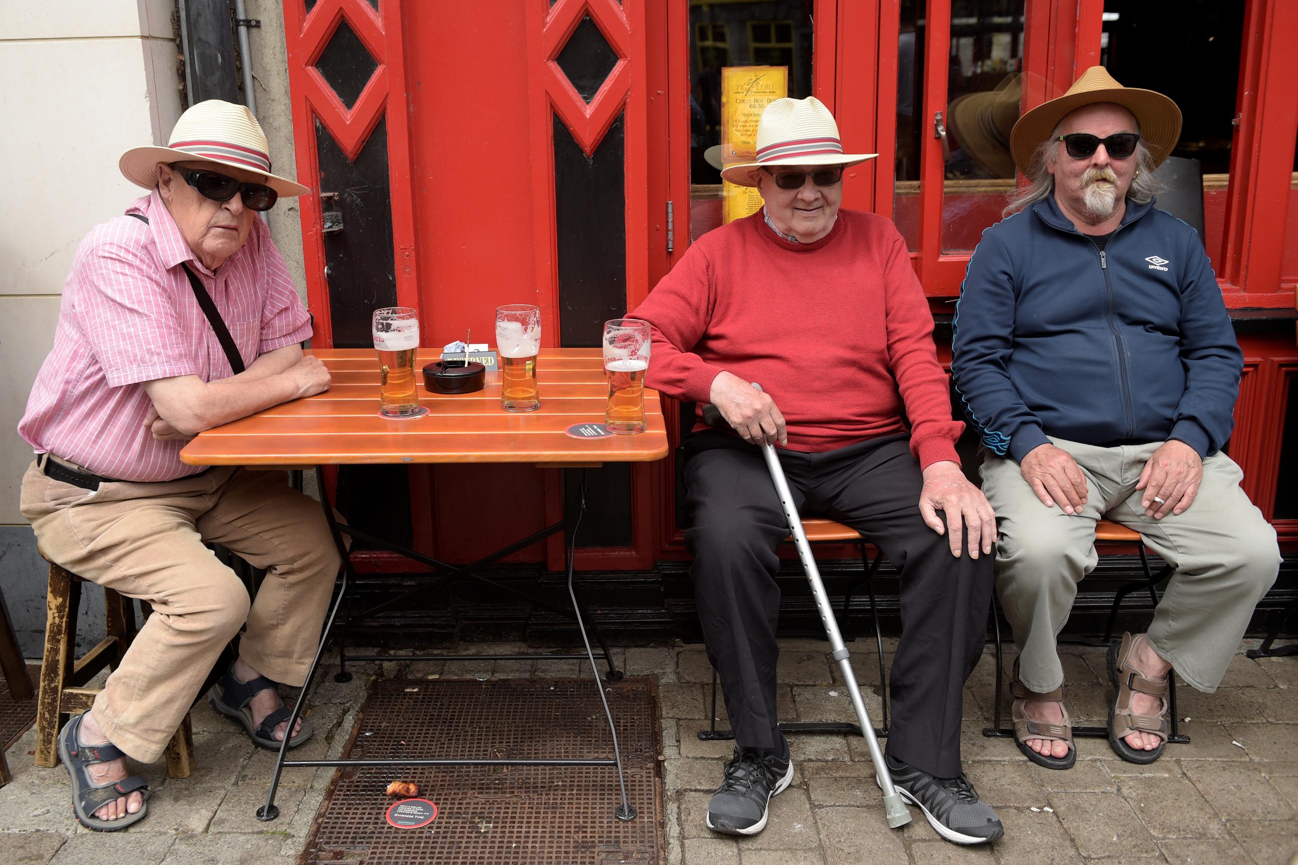 As COVID-19 restrictions eased, people gathered to drink at outdoor restaurants and bars in Galway, Ireland, on June 7, 2021.
