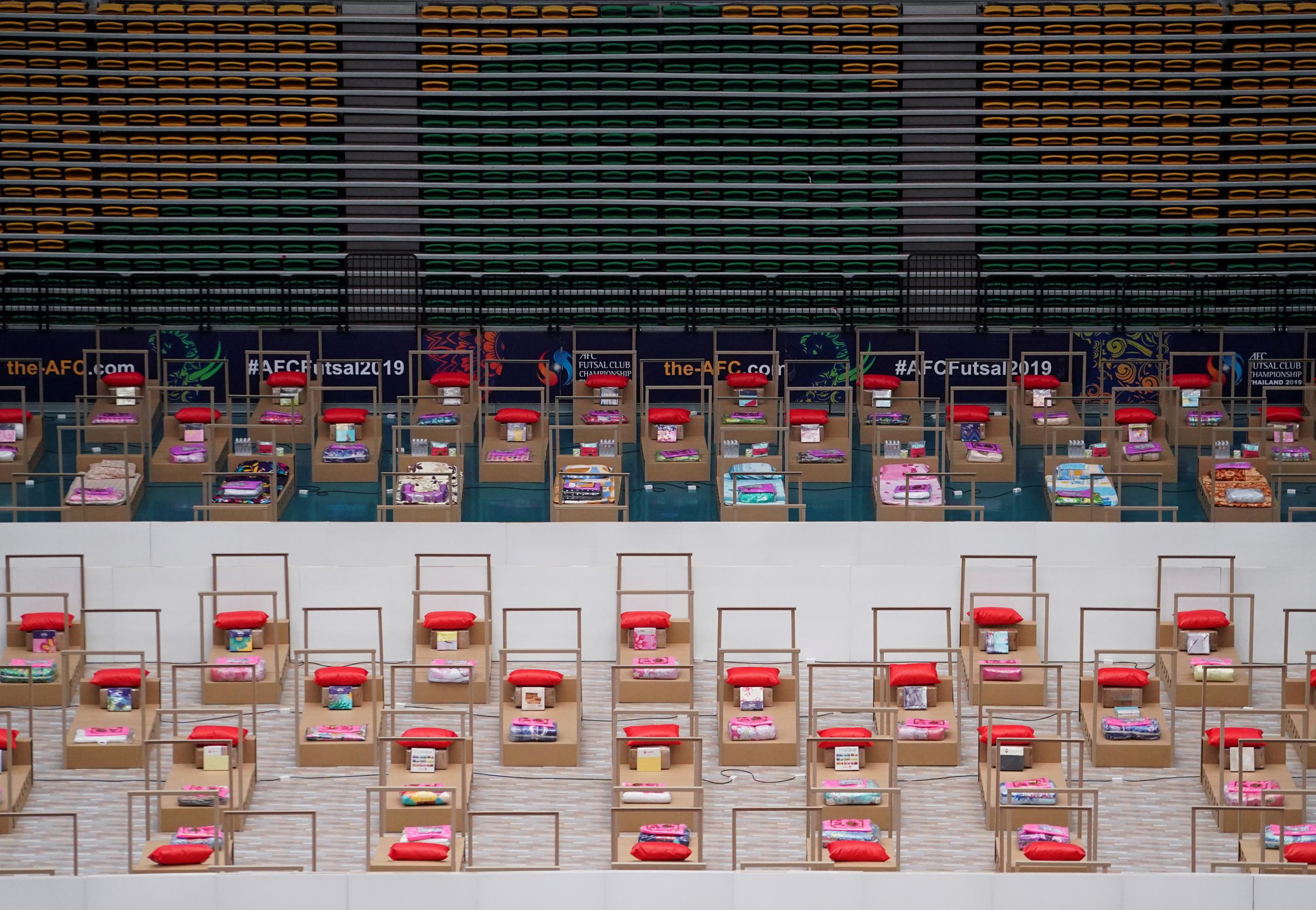 Empty beds are seen inside a field hospital recently set up to fight the spread of the coronavirus disease (COVID-19), in Bangkok, Thailand, April 18, 2021