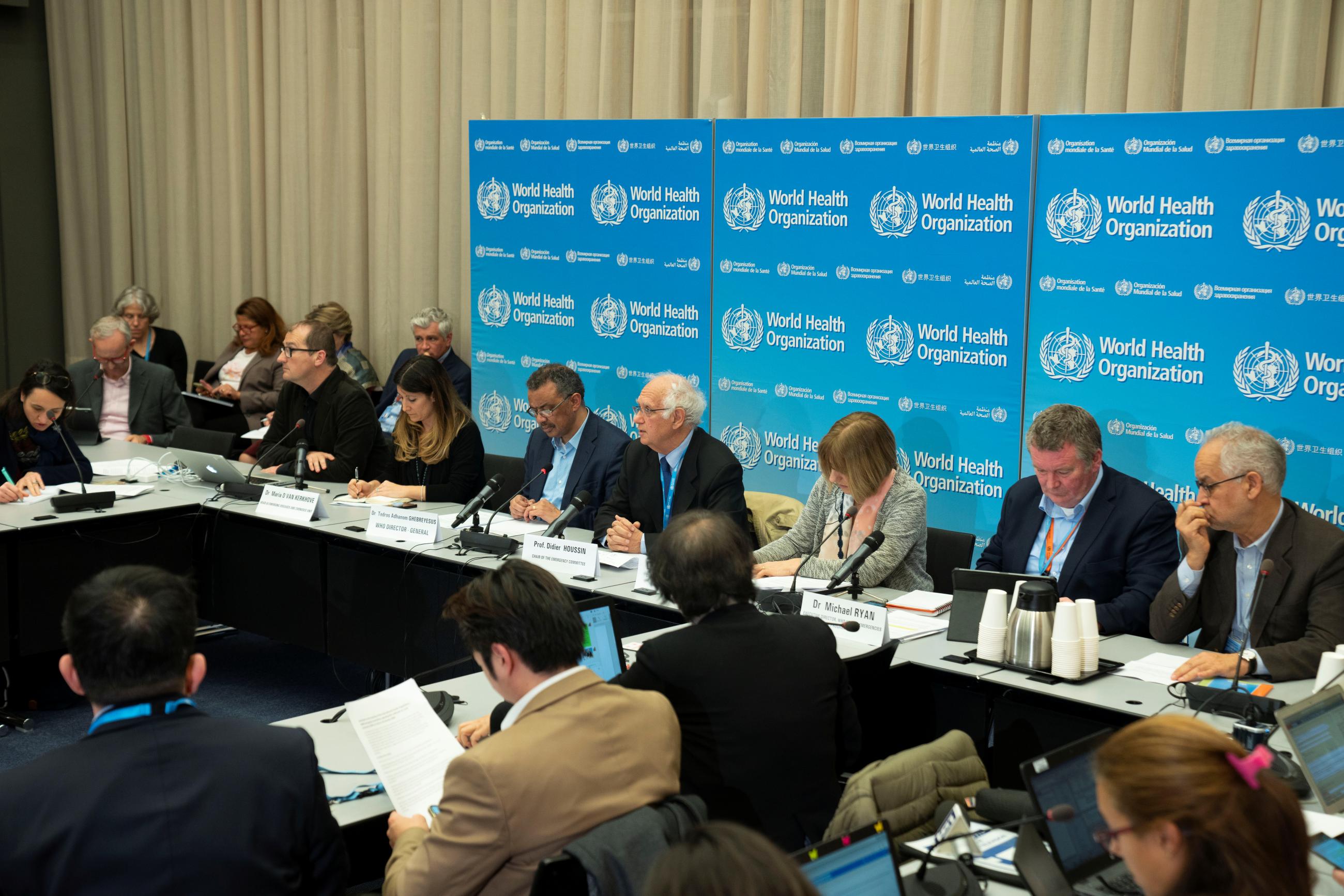 A news conference following the second meeting of the International Health Regulations (IHR) Emergency Committee for Pneumonia due to the Novel Coronavirus 2019-nCoV in Geneva, Switzerland, on January 23, 2020. Christopher Black/WHO