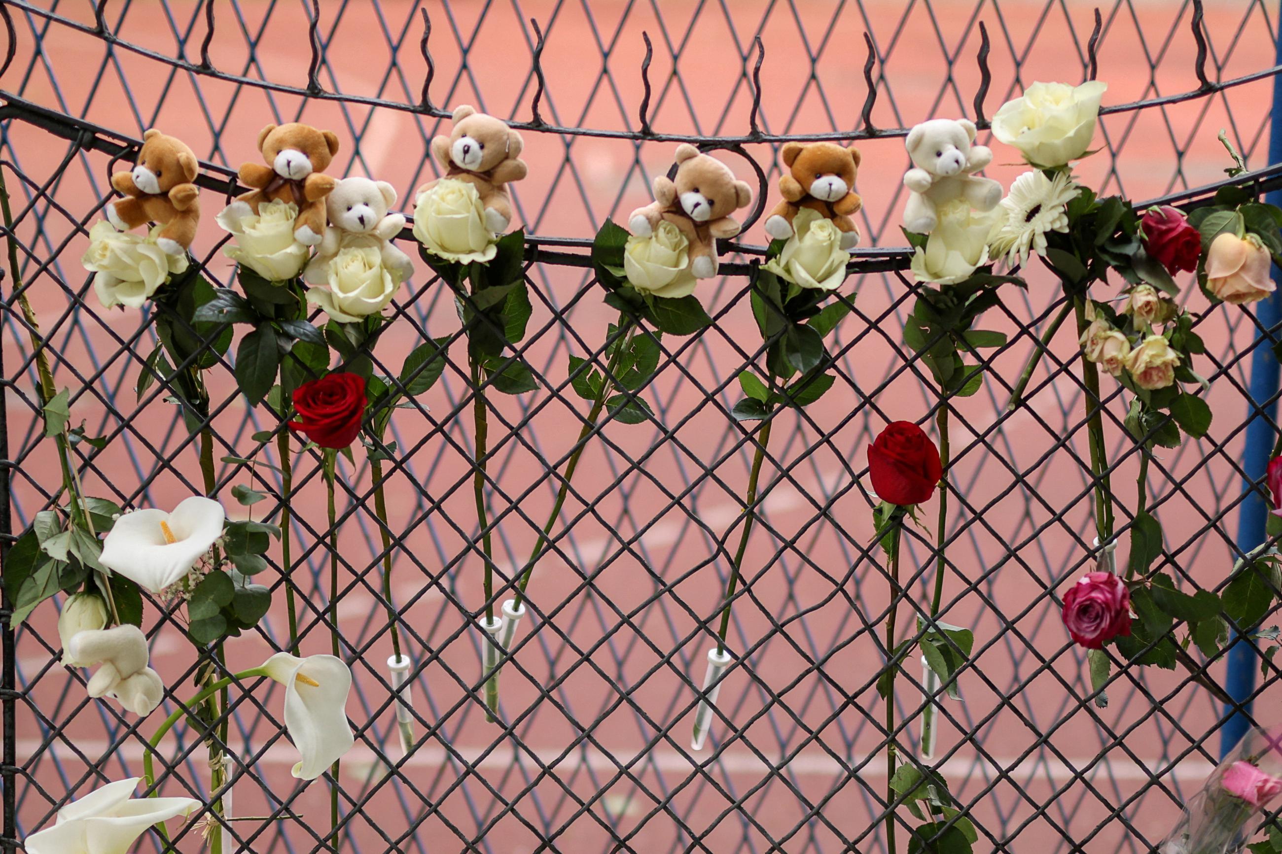 A view of tributes following a school mass shooting after a boy opened fire on others, killing fellow students and staff, in Belgrade, Serbia, on May 4, 2023.