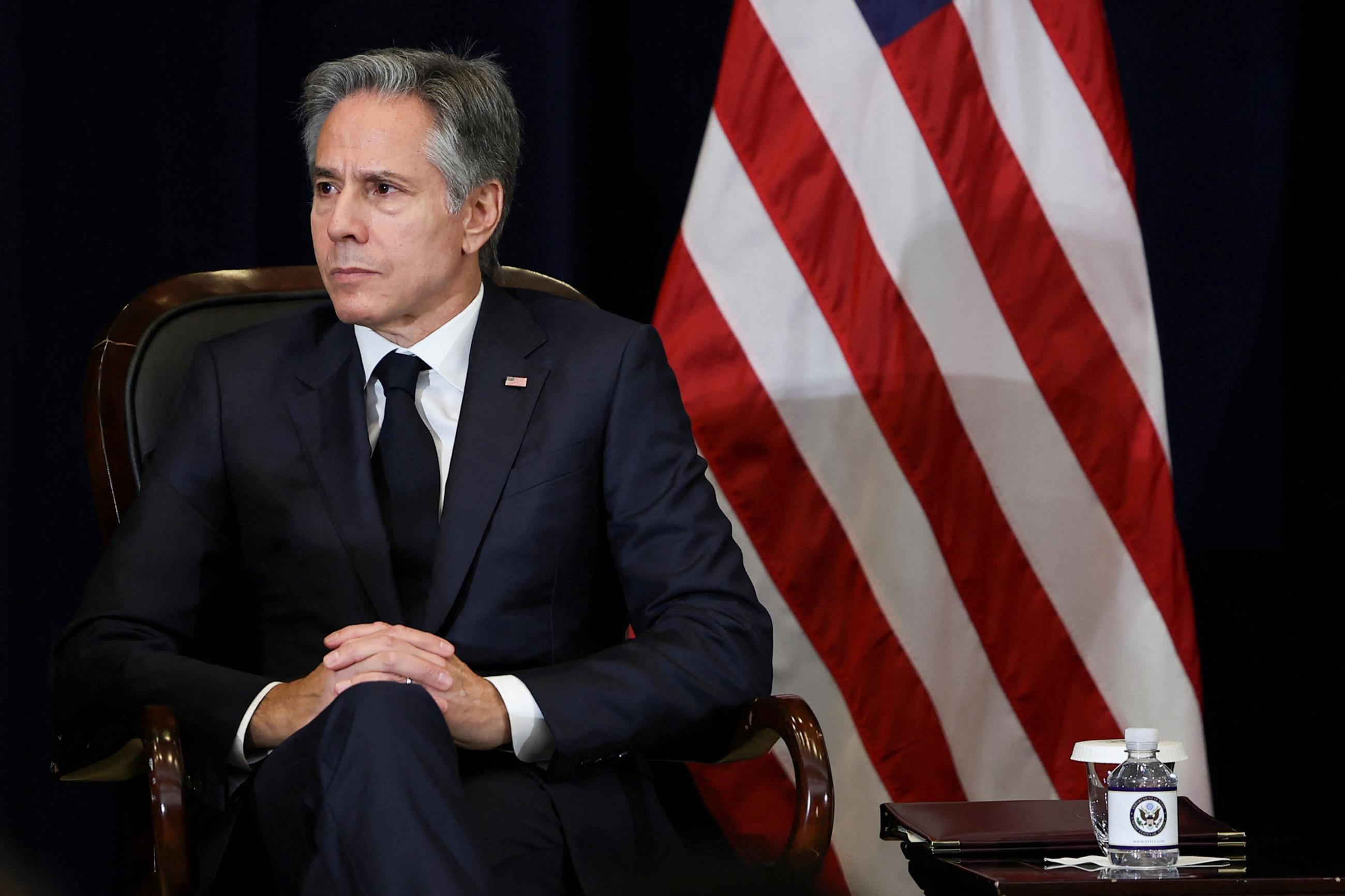 U.S. Secretary of State Antony Blinken listens to remarks at the launch of the Bureau of Global Health Security and Diplomacy at the State Department in Washington, U.S., August 1, 2023. 