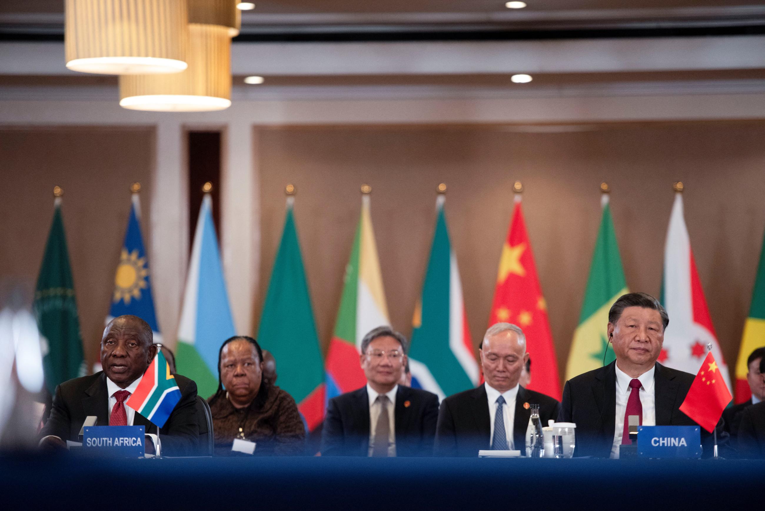 President Xi Jinping and President Cyril Ramaphosa attend the last day of the BRICS Summit, in Johannesburg, South Africa, August 24, 2023. 