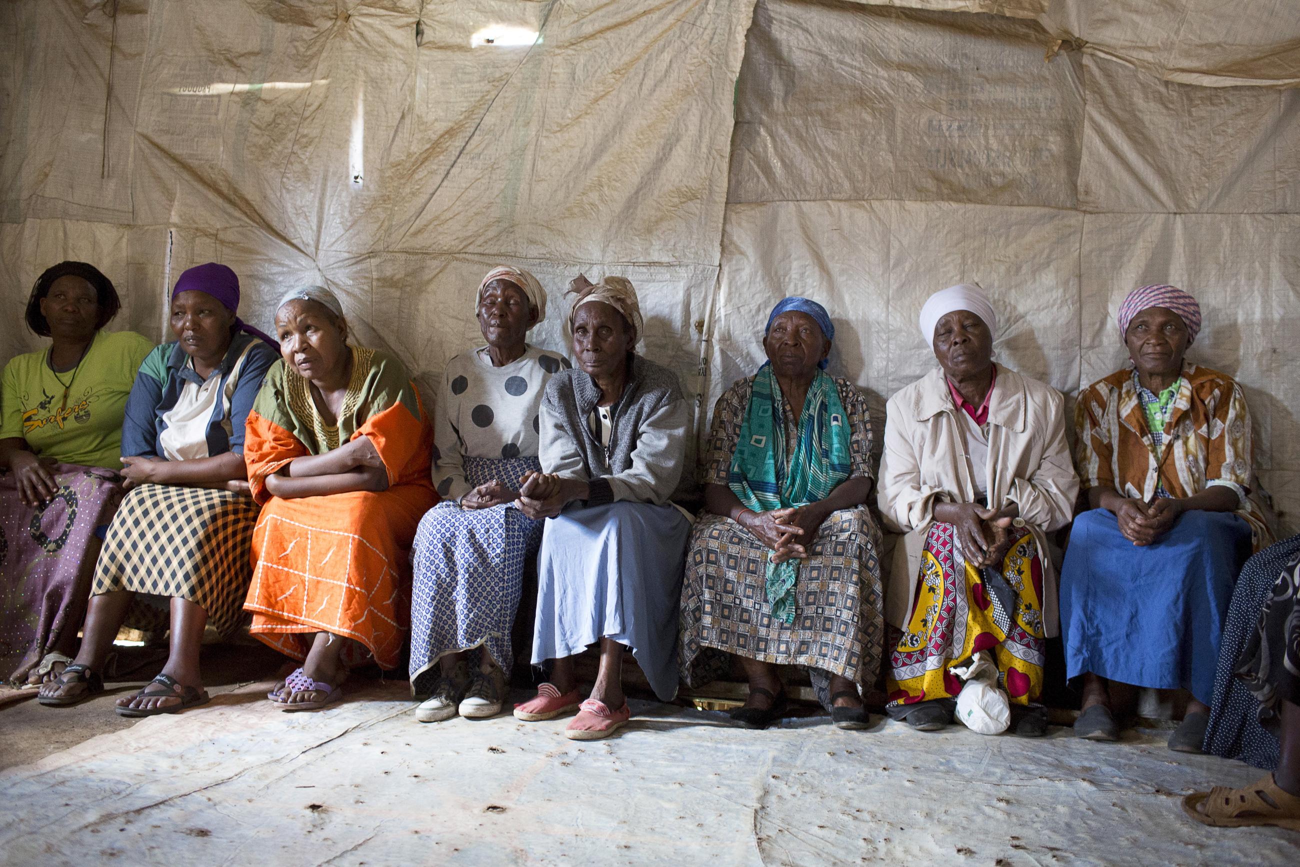 Elderly woman attend a class run by the Ujamaa self-defense program.