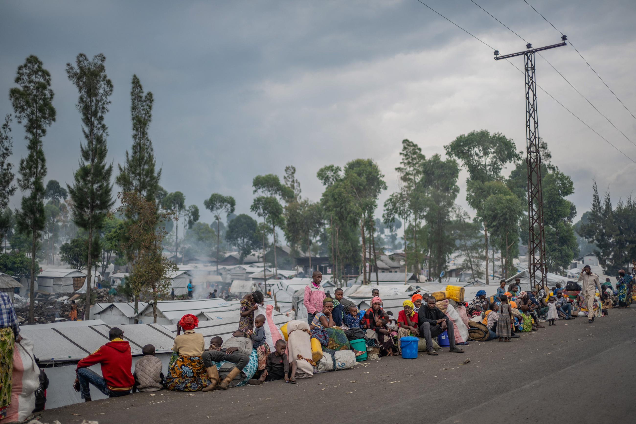 Congolese people, displaced by recent clashes between the M23 rebels and the FARDC, prepare to leave camp, in Goma, Democratic Republic of Congo, on February 12, 2025. 