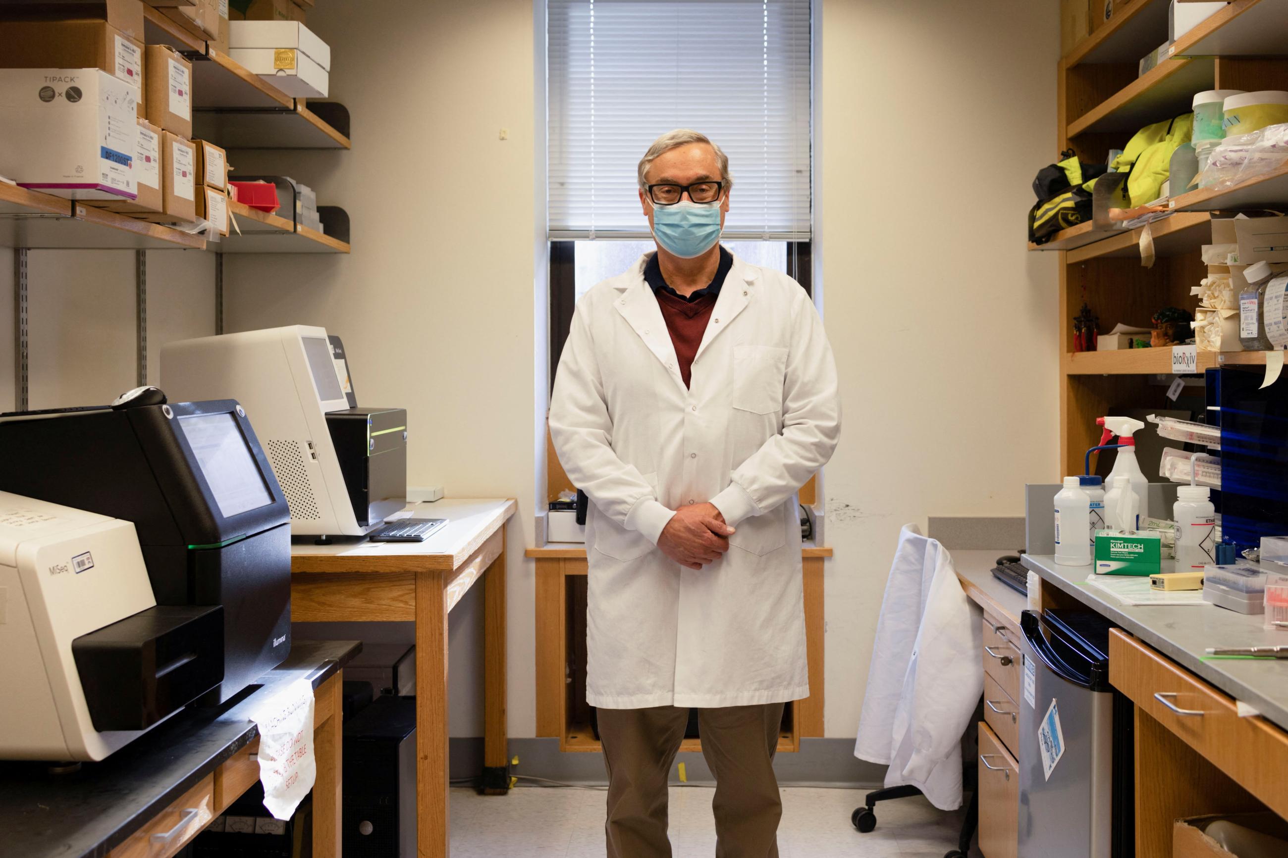 Frederic D. Bushman, PhD, co-director of the Penn Center for Research on Coronavirus and Other Emerging Pathogens, poses for a portrait, in Philadelphia, Pennsylvania, on December 16, 2021.