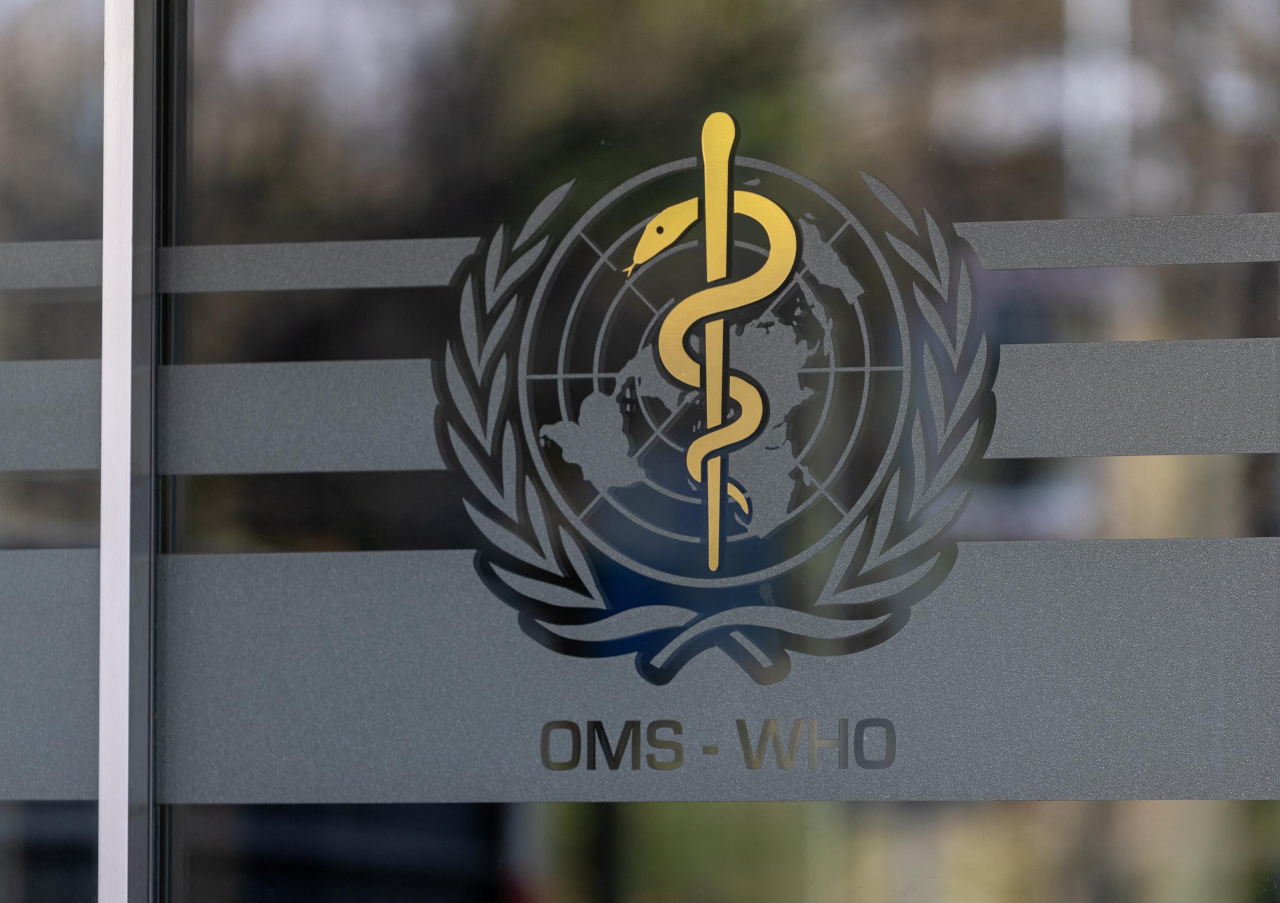 The logo of the World Health Organization, in Geneva, Switzerland, on January 28, 2025.