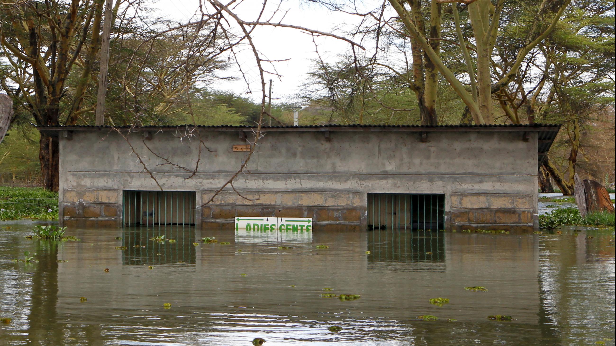 s a toilet block in Kenya, submerged after the water levels at Lake Naivasha bulged to record high. 