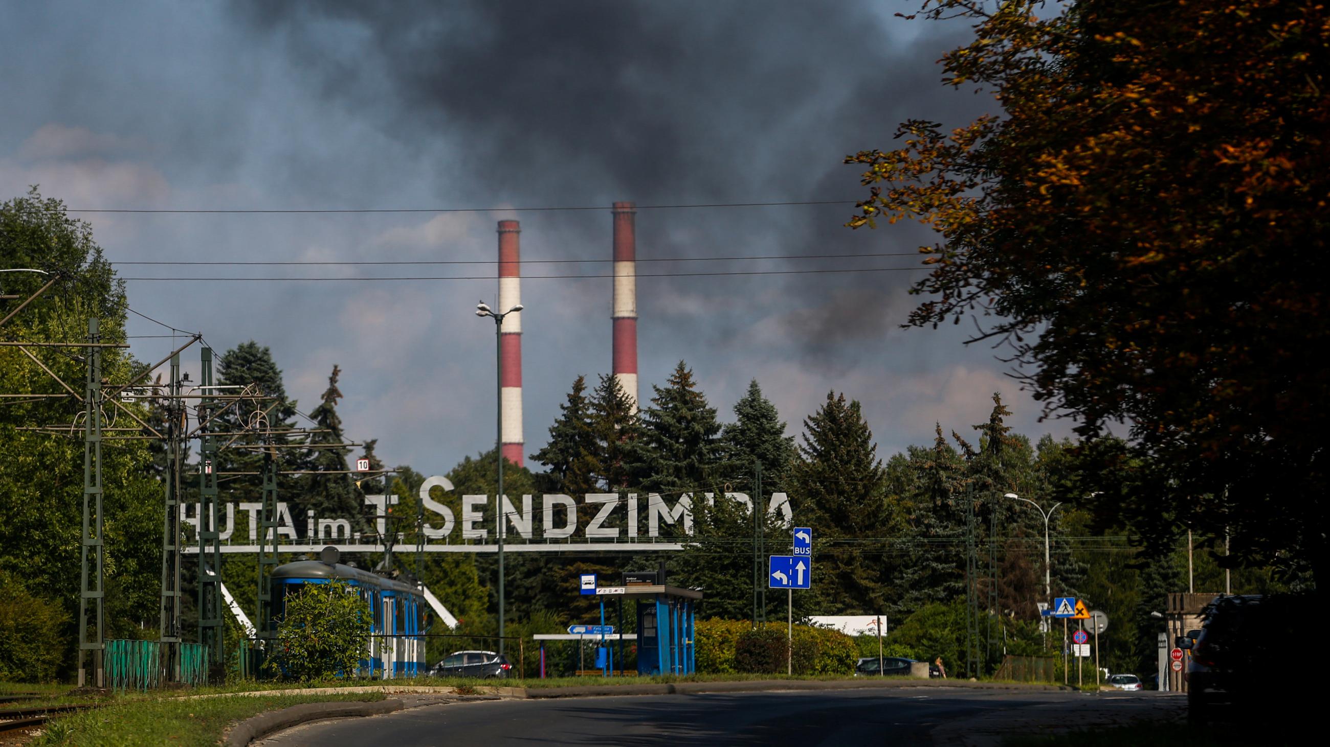 Smoke is seen over ArcelorMittal steel plant in Krakow, Poland, on August 15, 2019. 