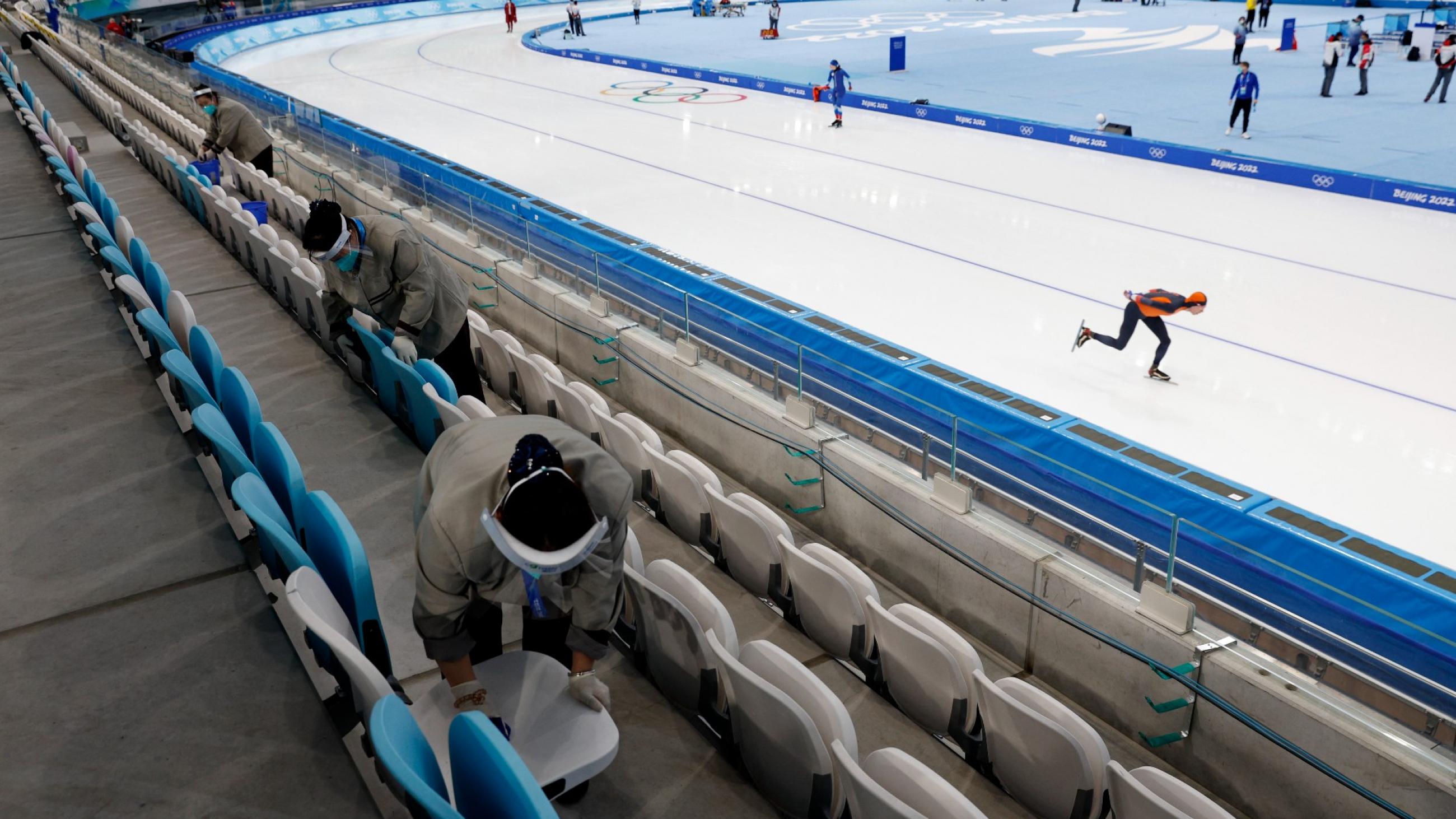 cleaning an ice rink