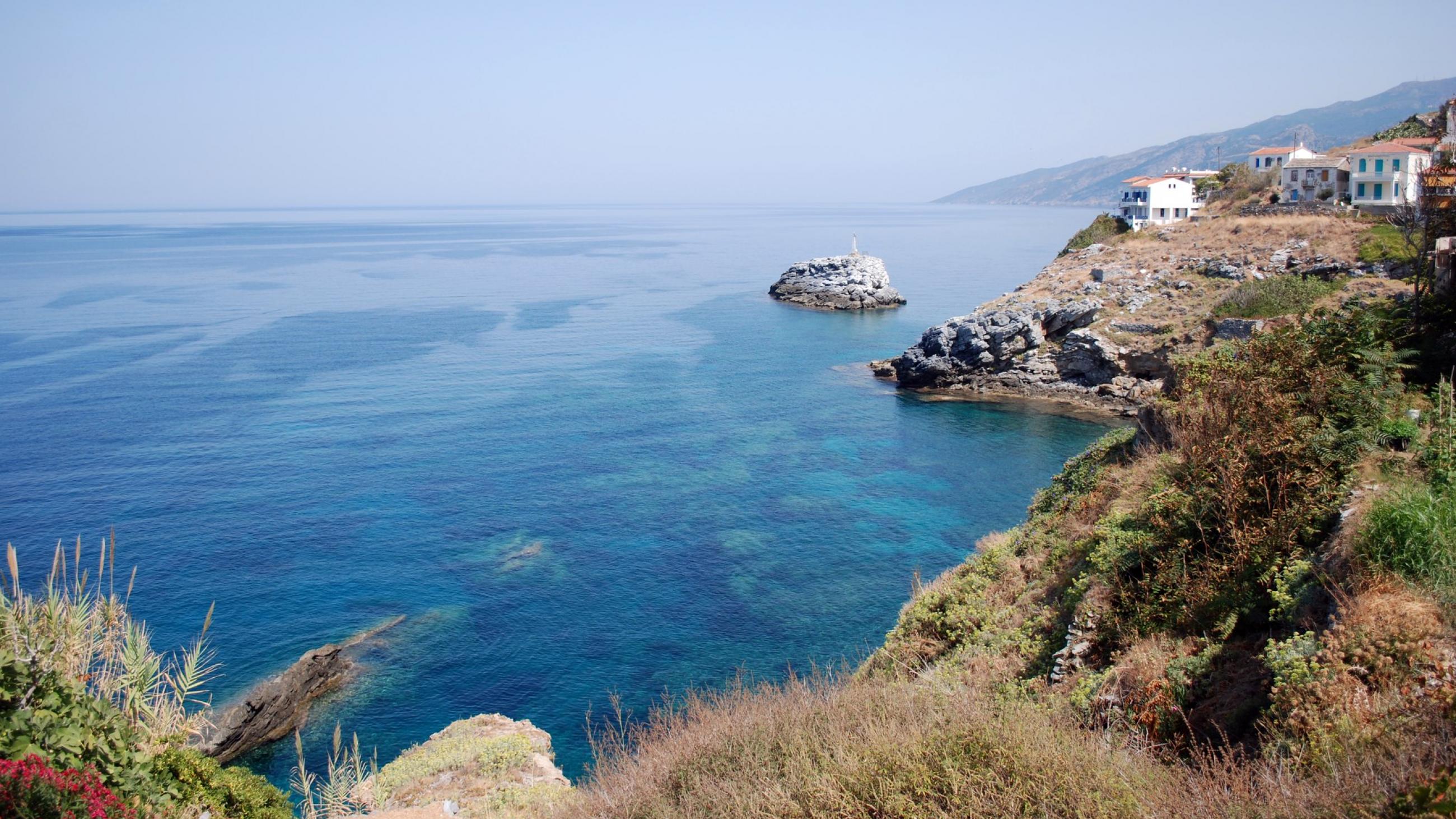 view overlooking a bay with rocky landscape