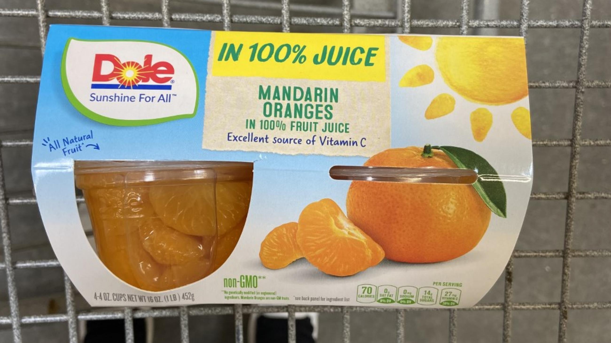 A pack of Dole Mandrin Orange Bowls in 100% Juice 