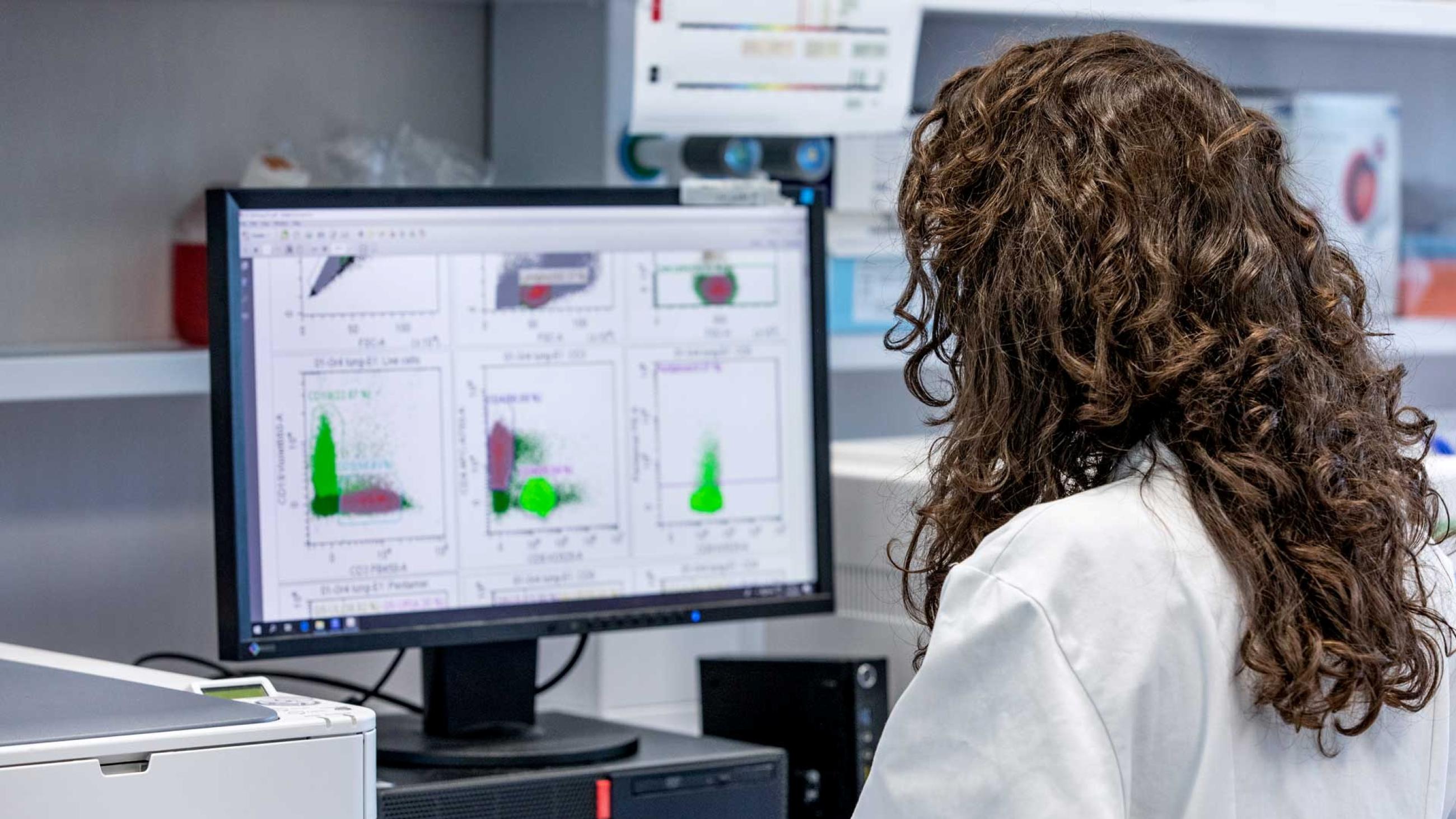 a researcher working inside a laboratory during the development of the Italian ReiThera COVID-19 vaccine, in Rome, Italy.