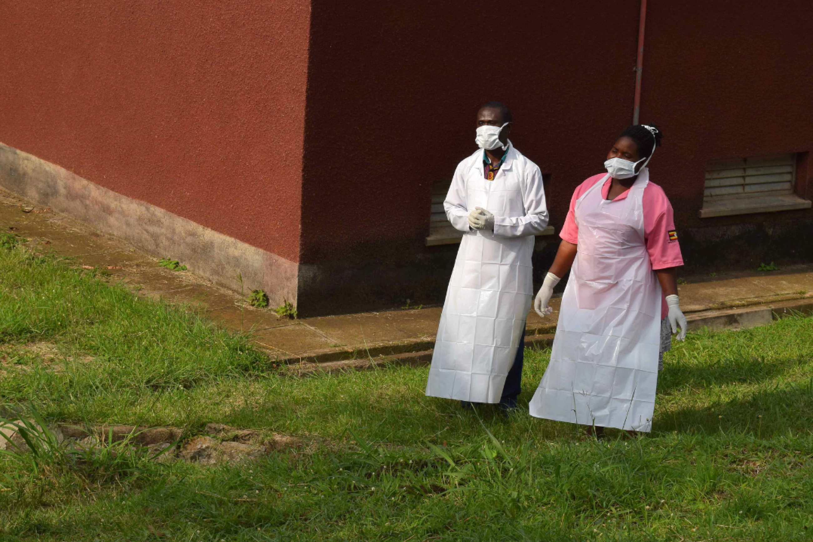 Ugandan medical staff inspect the ebola preparedness facilities at Bwera General Hospital near Uganda’s border with the Democratic Republic of Congo, in Bwera, Uganda, on June 12, 2019. 