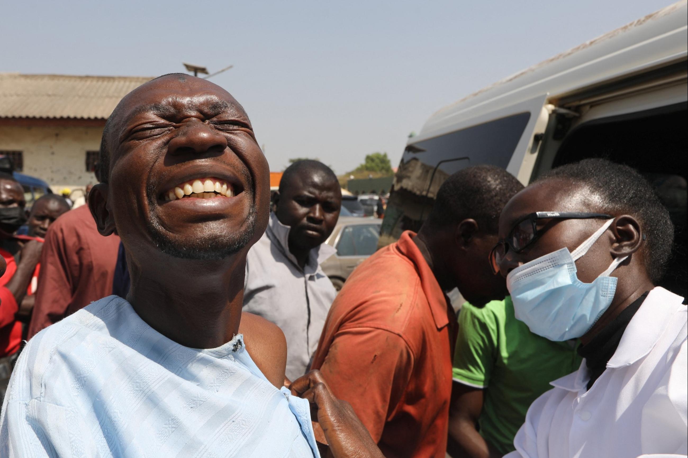 A man receives a dose of COVID-19 vaccine, during a mass vaccination exercise at Wuse market in Abuja, Nigeria, on January 26, 2022.