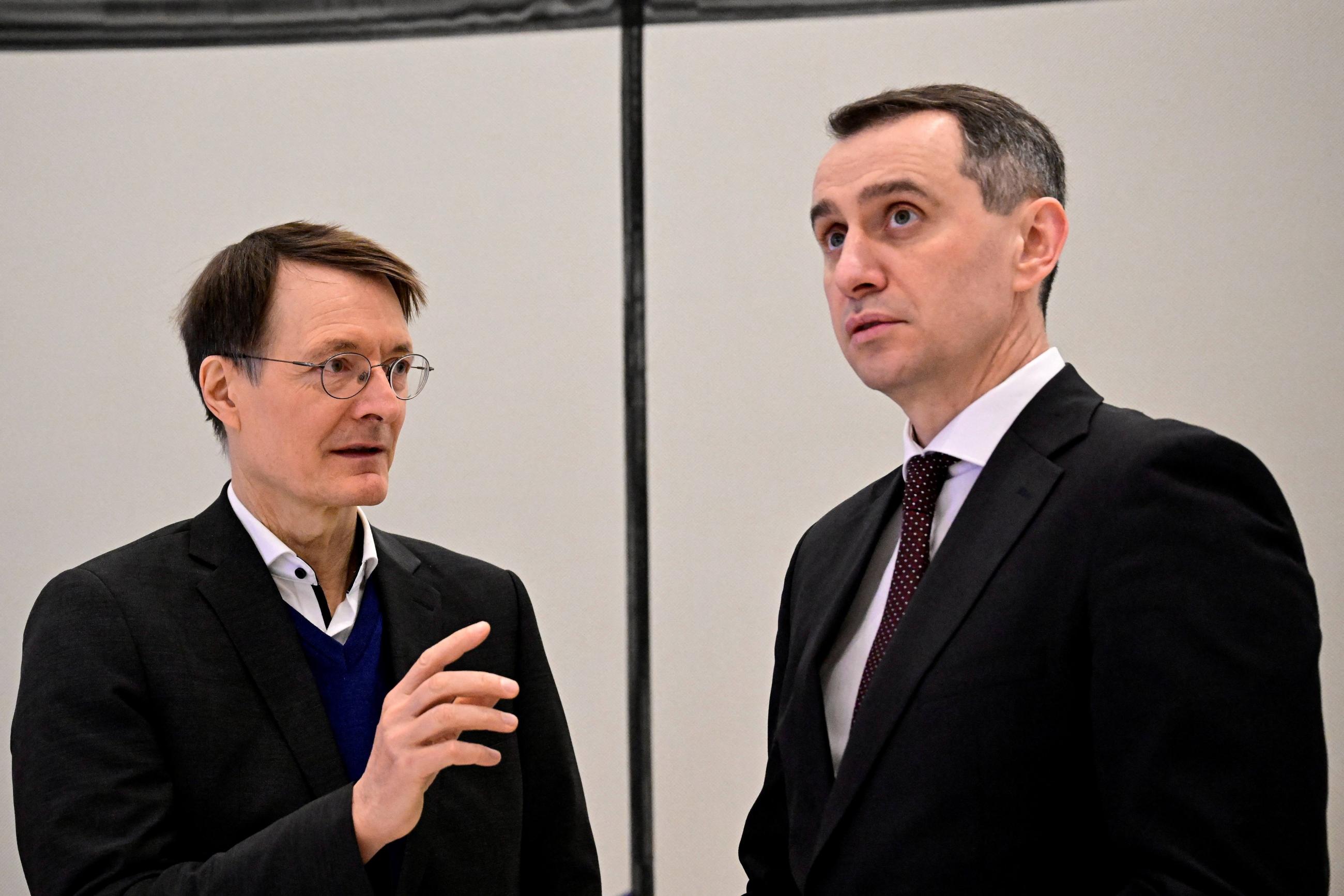 Ukrainian Health Minister and German Health Minister talk prior to the Ukrainian-German Mental Health and Rehabilitation Conference.