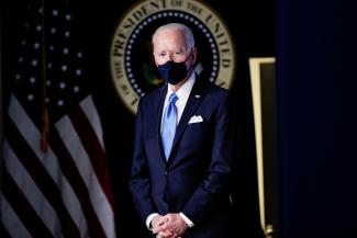 U.S. President Joe Biden attends an event where he announced administration plans to double its order of the single-shot Johnson & Johnson coronavirus vaccine, procuring an additional 100 million doses, in the South Court Auditorium at the White House in Washington, U.S., March 10, 2021. 