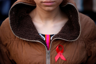 A participant takes part in an HIV/AIDS awareness campaign ahead of World Aids Day, in Kathmandu, Nepal on November 30, 2016. REUTERS/Navesh Chitrakar