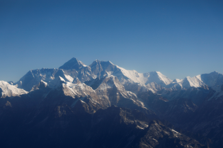 Mount Everest, the world’s highest peak, seen through an aircraft window during a mountain flight from Kathmandu, Nepal on January 15, 2020. REUTERS/Monika Deupala