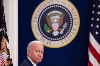 U.S. President Joe Biden hosts a virtual COVID Summit from the White House in Washington, DC, on September 22, 2021.