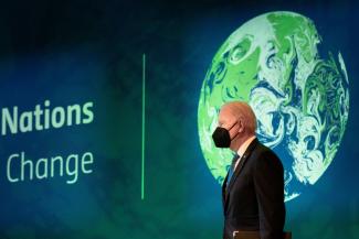 U.S. President Joe Biden prepares to deliver a speech during an "Action on Forests and Land-Use" event at the UN Climate Change Conference (COP26) in Glasgow, Scotland, United Kingdom, on November 2, 2021.