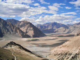 Clouds float high above the Zanskar Valley in the Himalayas