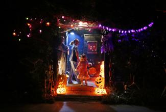 Children go trick-or-treating for Halloween in Santa Monica, California, October 31, 2012.