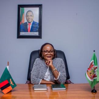 Mayor Chilando Chitangala sits in her office in Lusaka, Zambia.