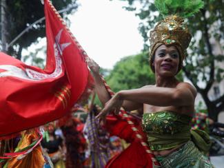Revelers take part in Loucura Suburbana, an annual block party organized by Nise da Silveira Mental Health Institute during pre-carnival festivities in Rio de Janeiro, Brazil, on February 16, 2023.