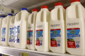 Milk is seen displayed at a Target store.