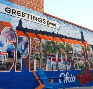 A mural adorns a wall in the city of Springfield, Ohio.