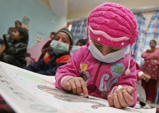 Young cancer patients take part in a painting competition ahead of International Childhood Cancer Day.