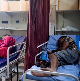 Patients wait in the emergency room of Klerksdorp Tshepong public district hospital