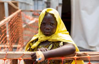 A newly arrived patient awaits a consultation at the treatment center for mpox.