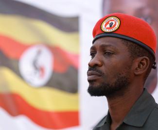 Robert Kyagulanyi Ssentamu, known as Bobi Wine, is seen before addressing Ugandans living in South Africa on political issues in their home country