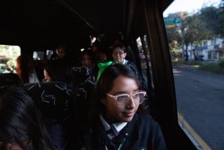 Irene Yoselin Ramirez, a student at CONALEP Gustavo Baz, travels to a “Girls Belong Here” event at AstraZeneca offices in Mexico City, where she was the featured speaker.
