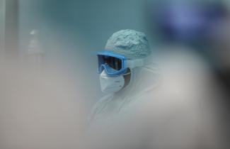 A worker is seen at Aspen Pharmacare’s Johnson & Johnson COVID-19 vaccine facility, in Gqeberha, South Africa, on October 25, 2021.
