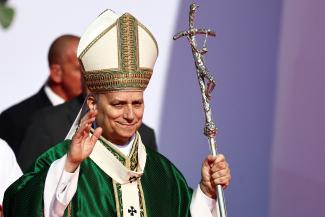 Pope Leo XIV attends the Mass for Jubilee of Youth in Tor Vergata, in Rome, Italy, on August 3, 2025. 